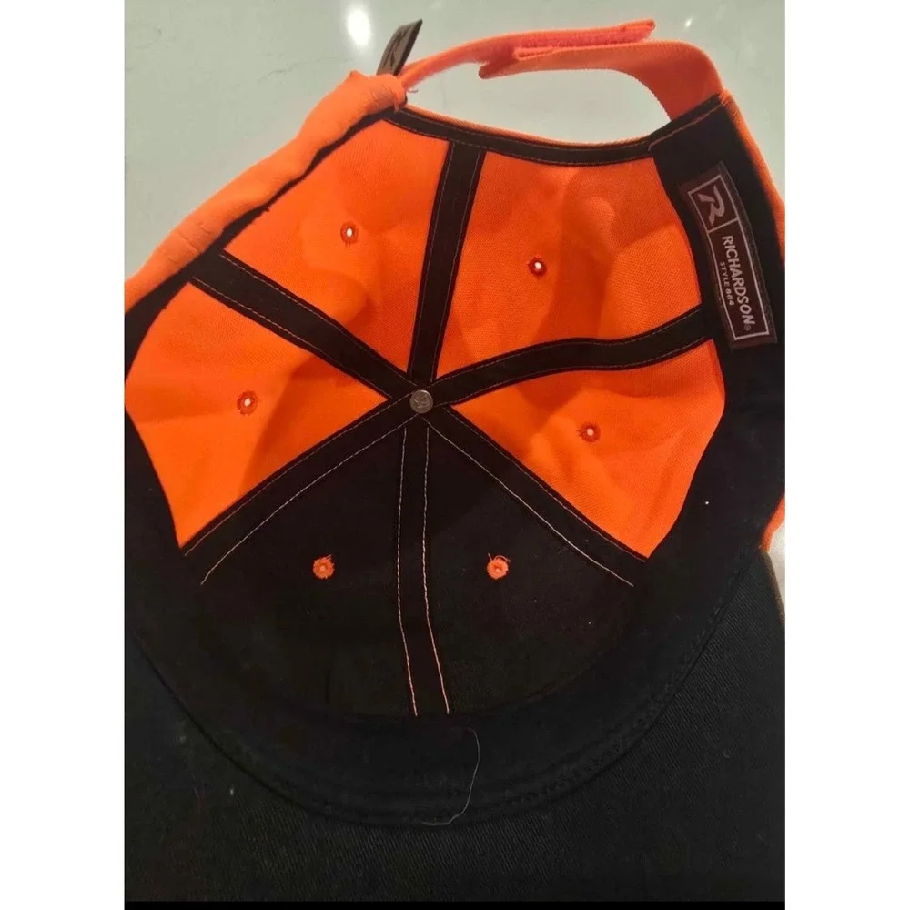 Nee Orange Richardson Snapback Hat w/Round Leather 